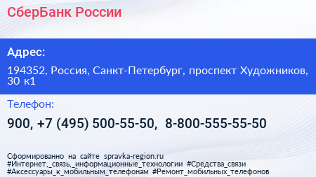 СберБанк России - визитка