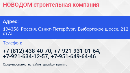 НОВОДОМ строительная компания - визитка
