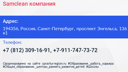Samclean компания - визитка