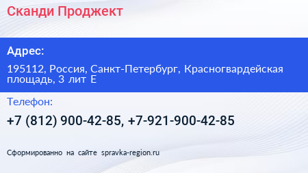 Сканди Проджект - визитка