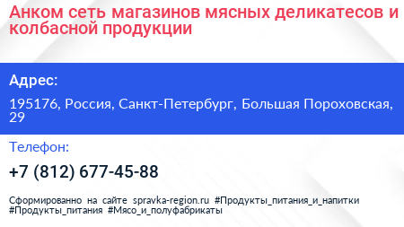 Анком сеть магазинов мясных деликатесов и колбасной продукции - визитка