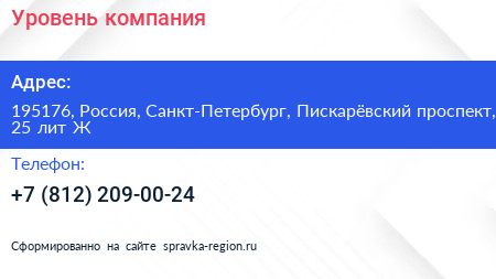 Уровень компания - визитка