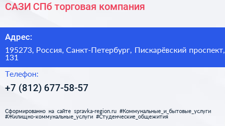 САЗИ СПб торговая компания - визитка
