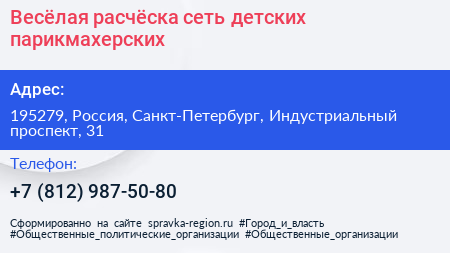 Весёлая расчёска сеть детских парикмахерских - визитка