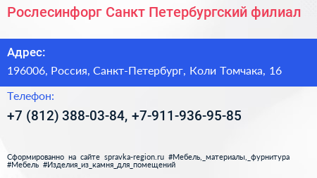 Рослесинфорг Санкт Петербургский филиал - визитка