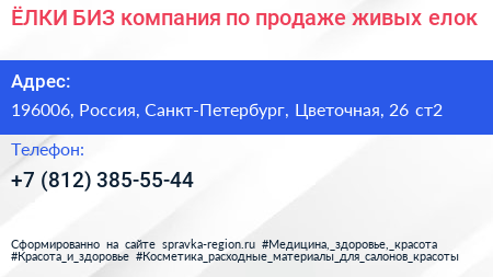 ЁЛКИ БИЗ компания по продаже живых елок - визитка