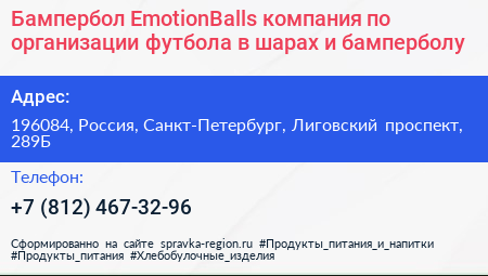 Бампербол EmotionBalls компания по организации футбола в шарах и бамперболу - визитка