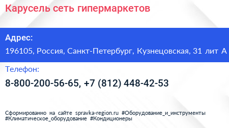 Карусель сеть гипермаркетов - визитка