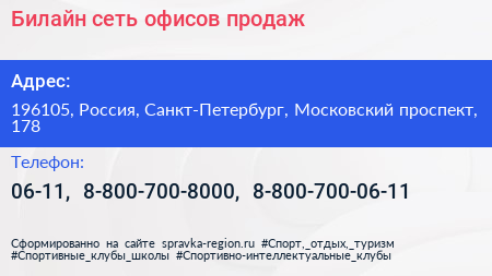 Билайн сеть офисов продаж - визитка