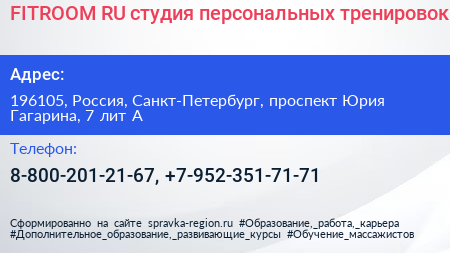 FITROOM RU студия персональных тренировок - визитка