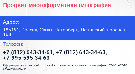 Процвет многоформатная типография - визитка