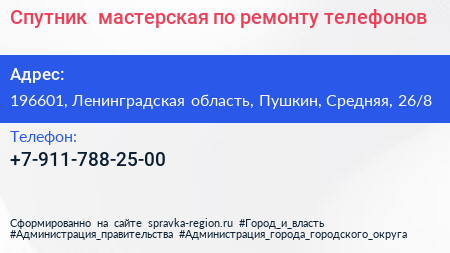 Спутник+ мастерская по ремонту телефонов - визитка