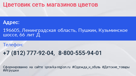 Цветовик сеть магазинов цветов - визитка