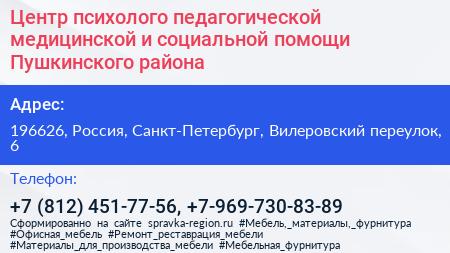 Центр психолого педагогической медицинской и социальной помощи Пушкинского района - визитка