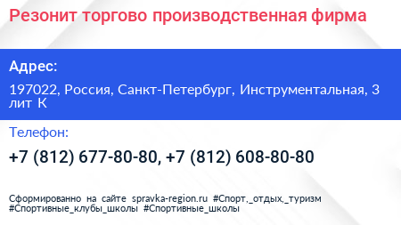 Резонит торгово производственная фирма - визитка