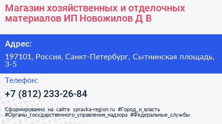 Магазин хозяйственных и отделочных материалов ИП Новожилов Д В  - визитка