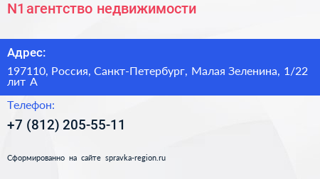 N1 агентство недвижимости - визитка