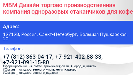 МБМ Дизайн торгово производственная компания одноразовых стаканчиков для кофе - визитка