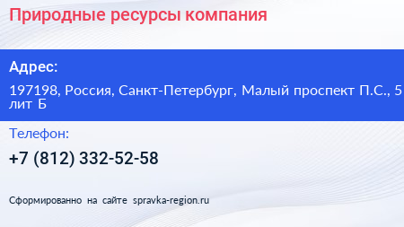 Природные ресурсы компания - визитка