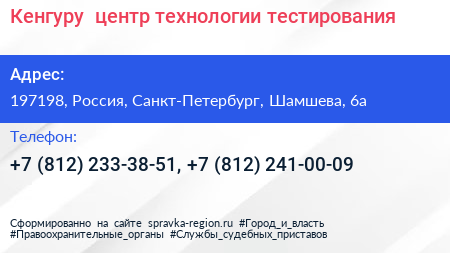 Кенгуру+ центр технологии тестирования - визитка