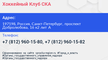 Хоккейный Клуб СКА - визитка