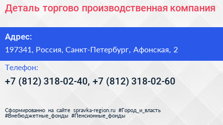 Деталь торгово производственная компания - визитка