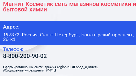 Магнит Косметик сеть магазинов косметики и бытовой химии - визитка