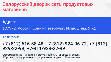 Белорусский дворик сеть продуктовых магазинов - визитка