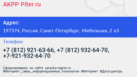 AKPP Piter ru - визитка