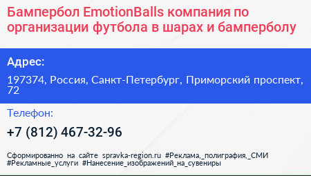 Бампербол EmotionBalls компания по организации футбола в шарах и бамперболу - визитка
