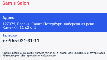 Sam s Salon - визитка