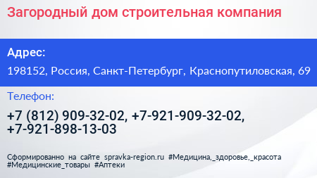 Загородный дом строительная компания - визитка