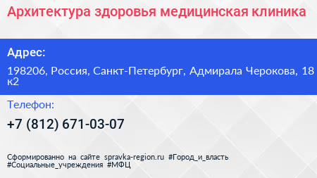 Архитектура здоровья медицинская клиника - визитка