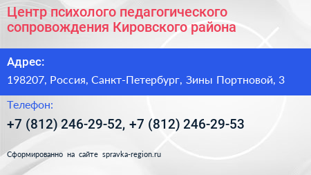 Центр психолого педагогического сопровождения Кировского района - визитка