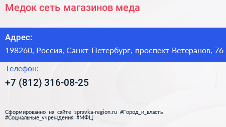 Медок сеть магазинов меда - визитка