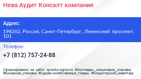 Нева Аудит Консалт компания - визитка