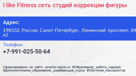 I like Fitness сеть студий коррекции фигуры - визитка