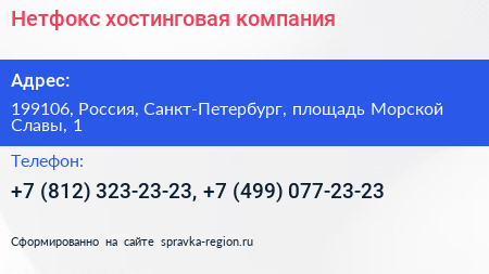 Нетфокс хостинговая компания - визитка