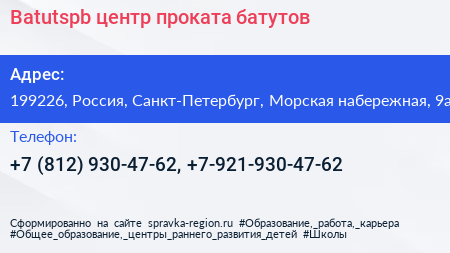 Batutspb центр проката батутов - визитка