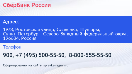 СберБанк России - визитка