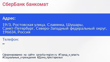 СберБанк банкомат - визитка