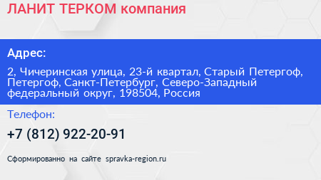 ЛАНИТ ТЕРКОМ компания - визитка