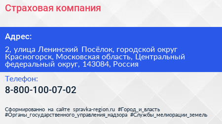 Страховая компания - визитка