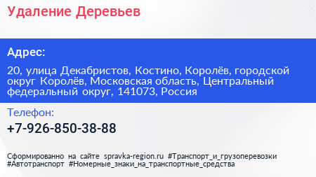 Удаление Деревьев - визитка