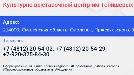 Культурно выставочный центр им Тенишевых - визитка
