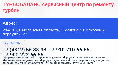 ТУРБОБАЛАНС сервисный центр по ремонту турбин - визитка