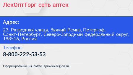 ЛекОптТорг сеть аптек - визитка