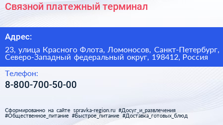 Связной платежный терминал - визитка