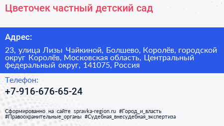 Цветочек частный детский сад - визитка