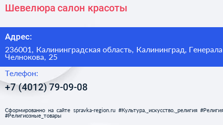 Шевелюра салон красоты - визитка